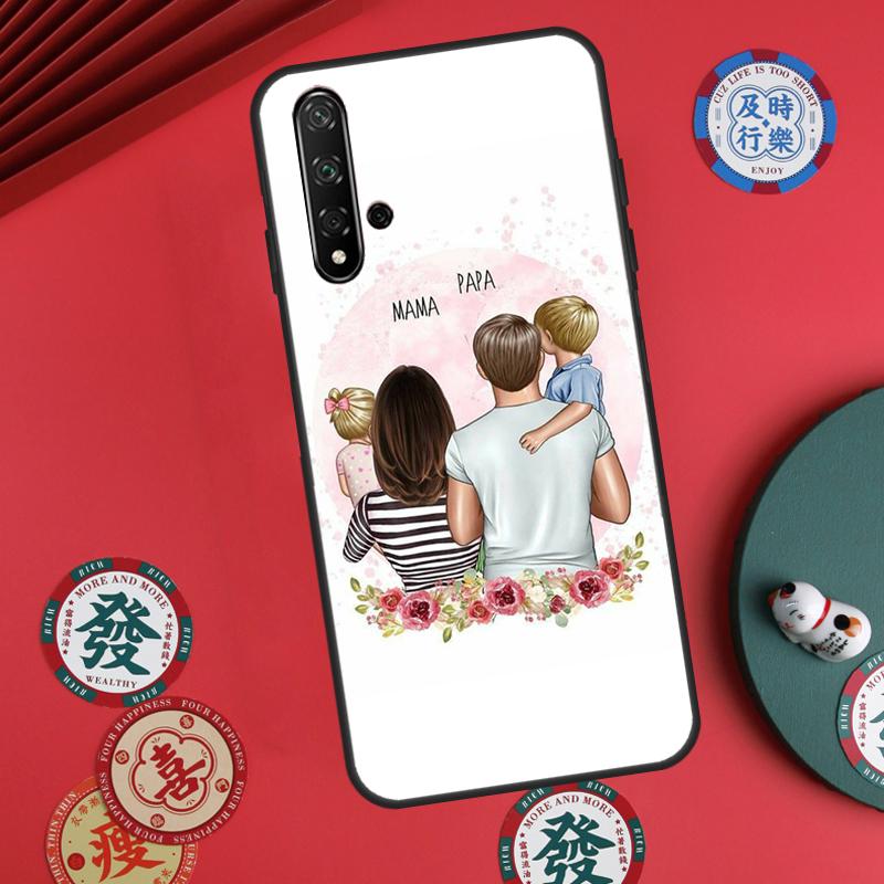 Black Brown Hair Baby Mom Girl Son For Huawei Nova Y73 Y72 Y61 Y91 Y90 Y70 Y60 12s 12i 11i 8i 9 10 SE P60 Pro P30 P40 Lite Case