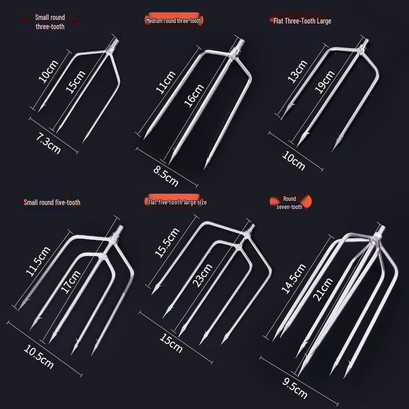 Stainless Steel Multi-functional Barbed Fish Spear Head - Handmade Flat Fork Lantern Design