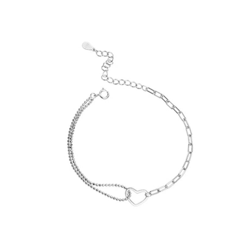 Fashion Jewelry 925 Sterling Silver Plain Heart Pendant Necklace for Women Luxury 925 Silver Clavicle Chain Necklace