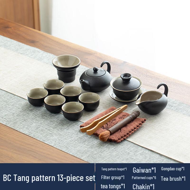 ZhuiJia Black Pottery Japanese Gongfu Tea Set