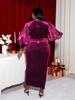 AOMEI Sametové dlouhé šaty Bodycon s výstřihem do V Bodycon 3/4 rukáv Bodycoon Koktejl na párty oblečení Velké velikosti pro dámy