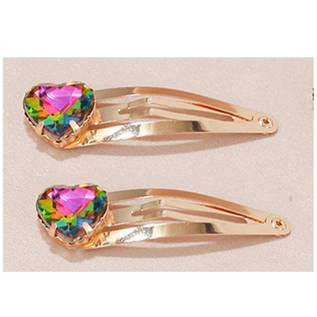 Pink Rainbow Love Side Bangs Clip - Fashionable Alloy Jewelry Hairpin for Girls