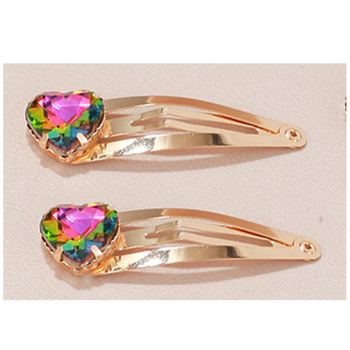 

Розовый Радужный Любовь Боковая Челка Заколка - Модная Заколка Для Волос Из Сплава Украшения Для Волос Для Девочек