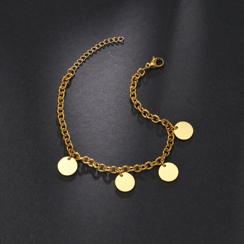 Atoztide Engraved Name Bracelets Stainless Steel For Men Women Personalized Letter Date Bangle Thick Figaro Chain Jewelry Gift