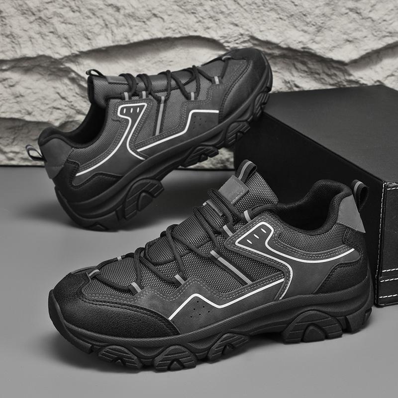 New All-season Men Low Top Casual Sneakers, Thick Sole Anti-Slip Wear-Resistant Breathable Mesh Hiking & Mountaineering Shoes