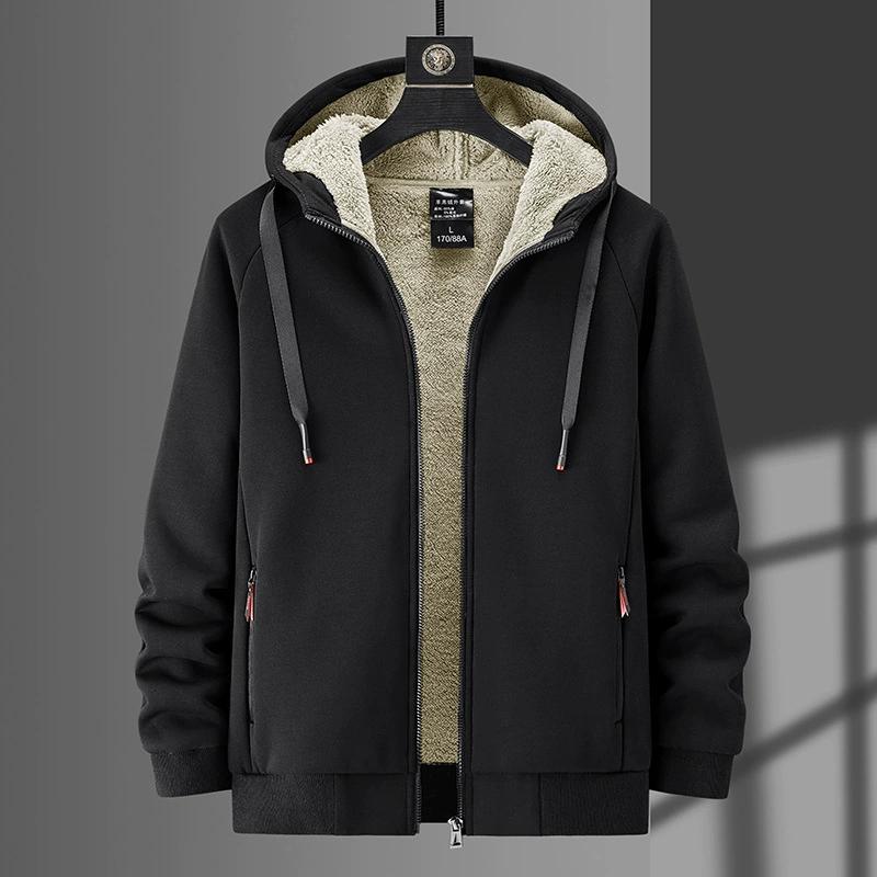 

Осень и Зима Большой Размер Бархат Ягненка Повседневный Мужской Свободный Теплый Свитшот Мужской Кардиган Свитер Куртка S чёрный