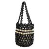 Stylish Summer Bucket Bag In Knitted Design Featuring Unique Colorful Beads