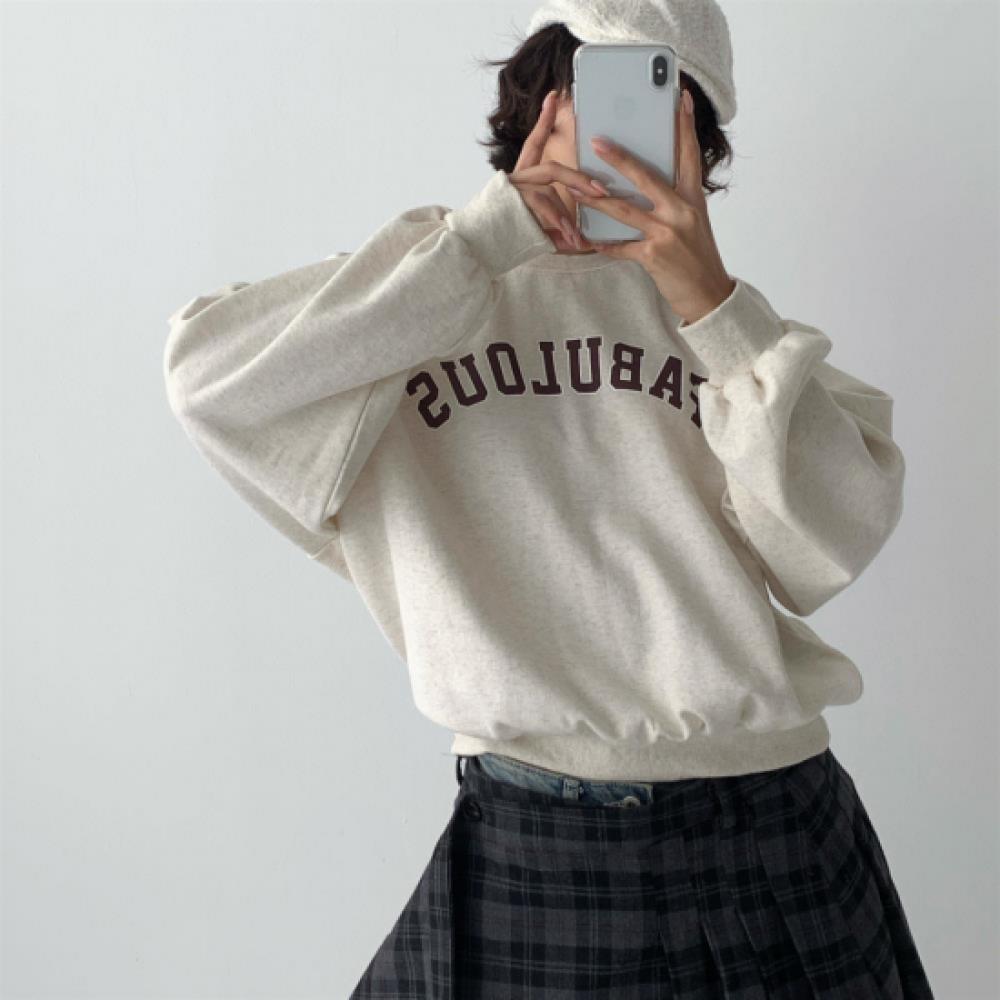 New Arrivals Open Run Women Oversized Raglan Lettering Pattern Fall Long Sleeve