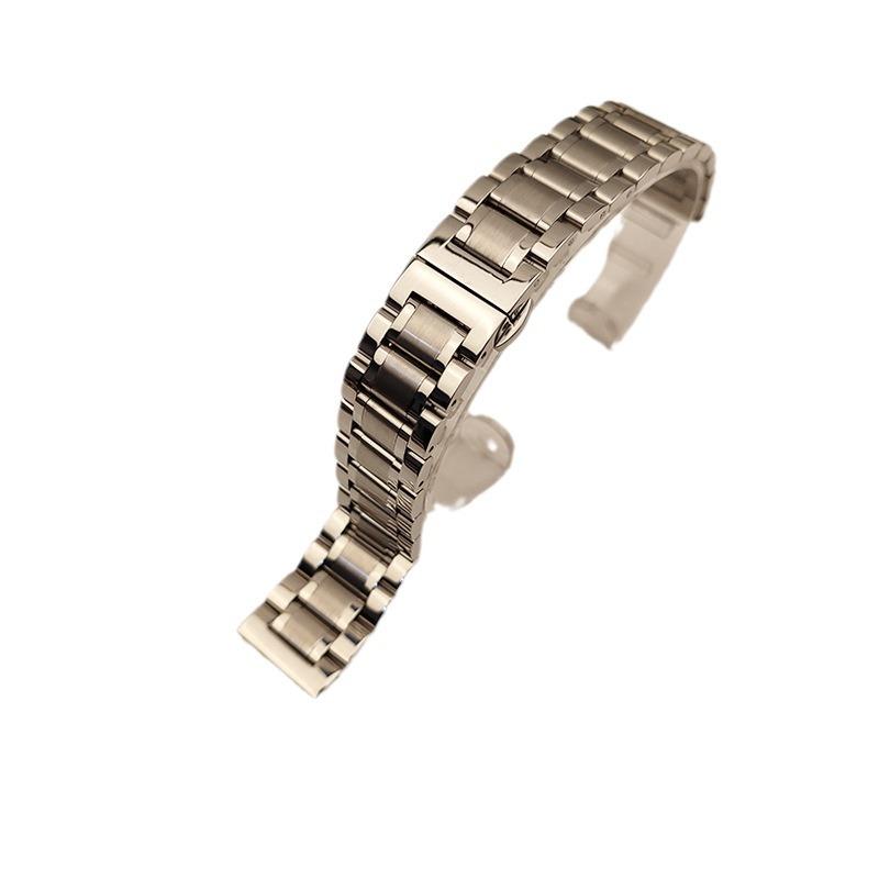 Stainless Steel Strap, Five-bead Solid Stainless Steel Strap, Butterfly Double Snap Buckle Watch Strap, Watch Accessories 12-22mm