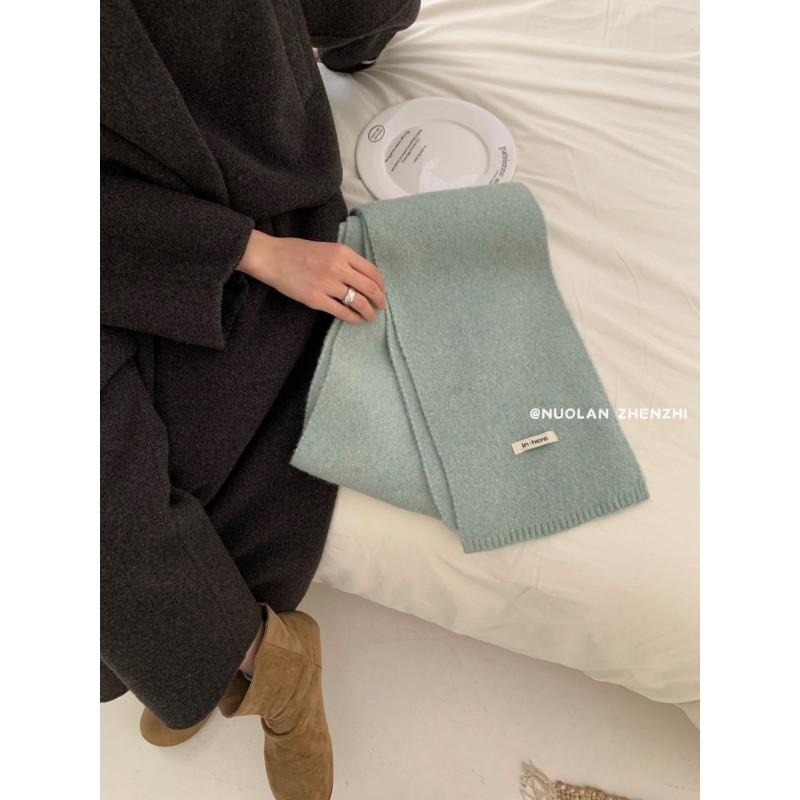 Soft Wool Blend Knit Scarf Women Winter Warm Solid Color Long Plain Shawl Fashionable Everyday Accessory