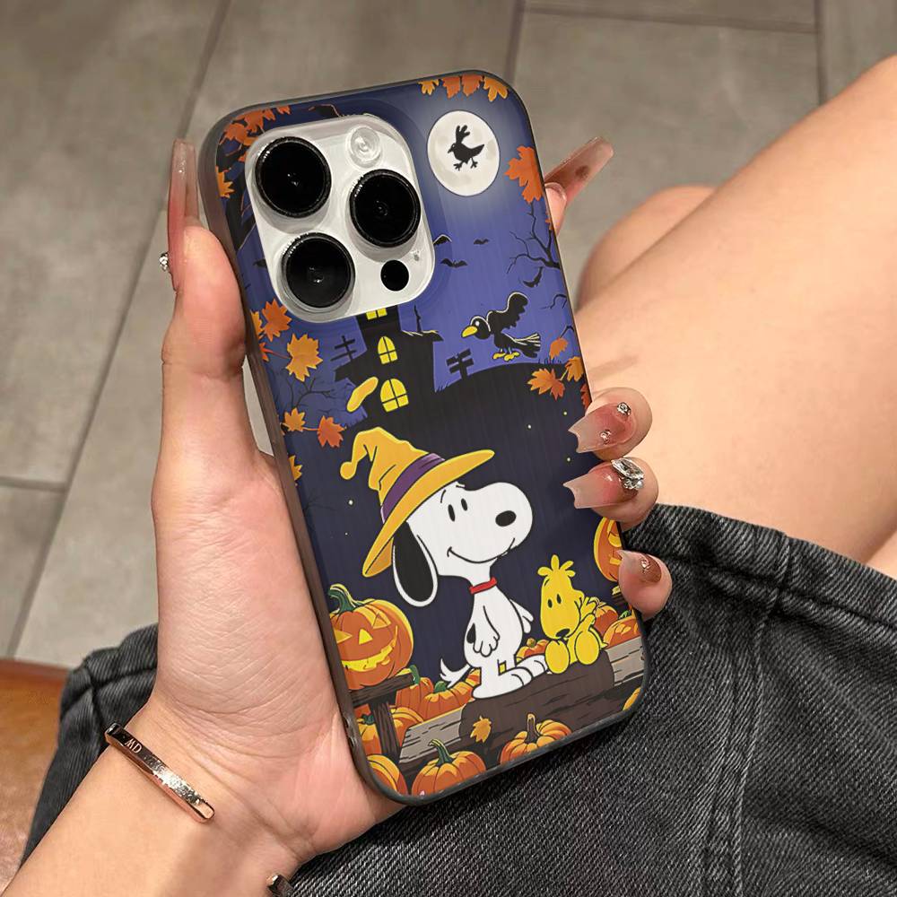 Cute Cartoon S-Snoopys For IPhone 17 16 15 14 13 12 11 Pro Max Plus Pro Corrugated Shockproof Matte Phone Cover