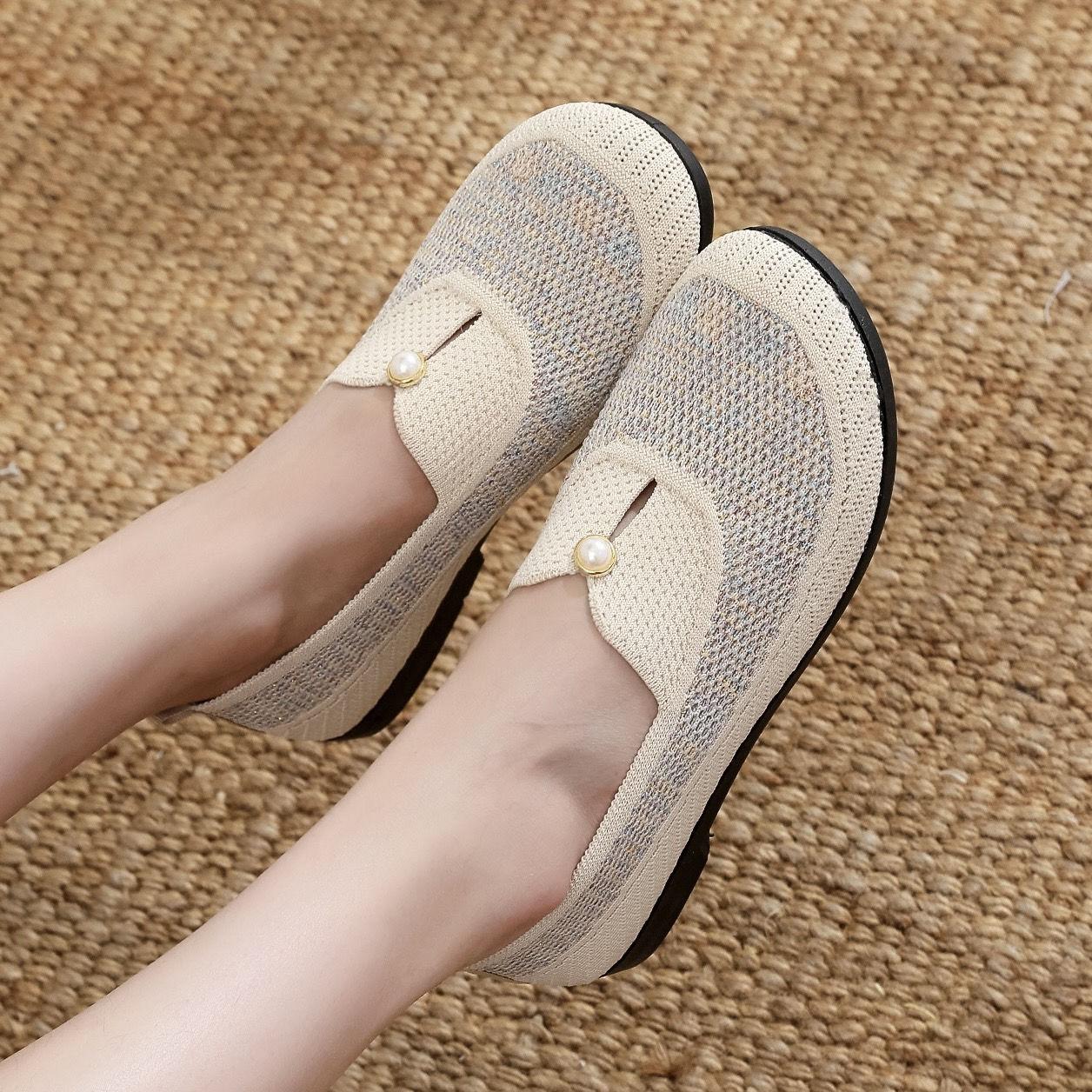 вязаные мокасины с жемчугом женские кроссовки повседневные мокасины для ходьбы женские — фото 10