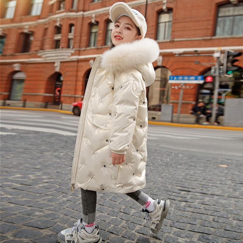 Chaquetas con Capucha de Felpa para Niña Abrigos Gruesos de Invierno Brillantes Cortavientos Parkas de Moda Abrigo Cálido para Niños