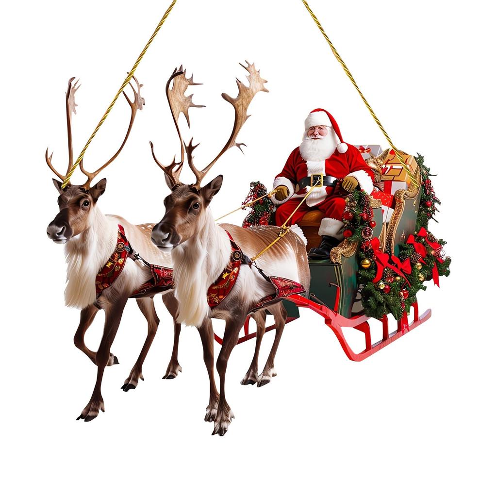 Christmas Decorative Pendants, Claus And Sleigh, Holiday Pendants, Christmas Tree Decorations
