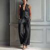 Damen Sommer 2-teilige Business Work Outfits, Ärmellose Hemdweste und Weite Hosen Passendes Set