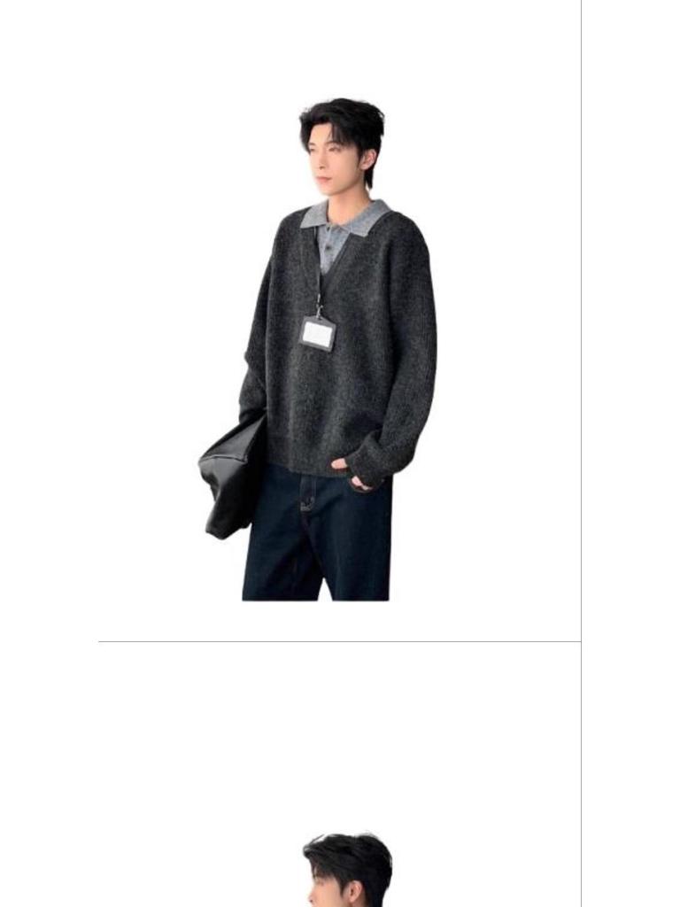 Korean Retro Old Money Style Knit Sweater: Autumn-Winter Two-Piece, Warm Versatile Casual Men's Fashion