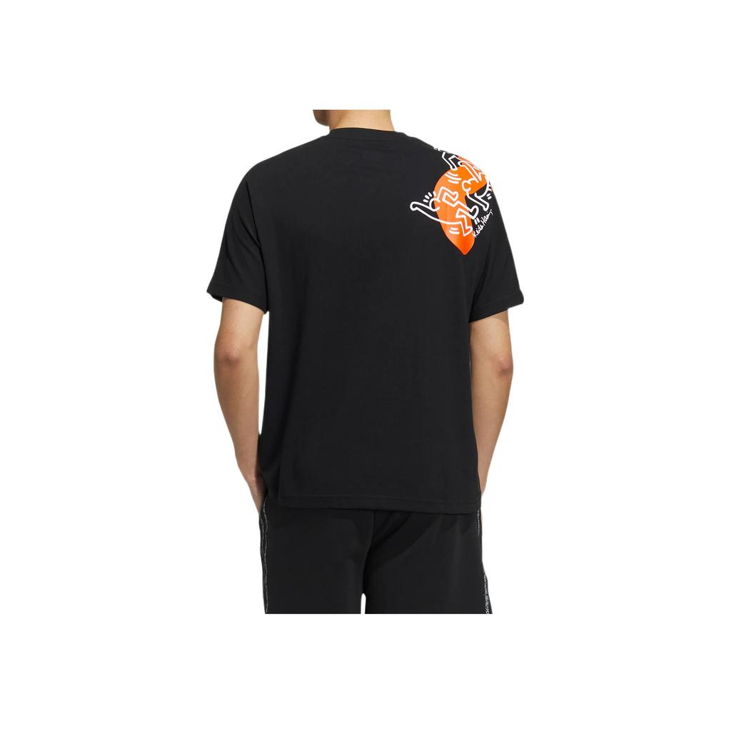 Adidas Keith Haring Collaboration Cartoon Print Round Neck Short Sleeve T-shirt Men Tops Black HD7268