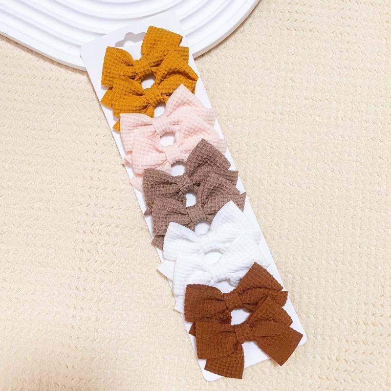 6/10Pcs Sweet Cute Solid Ribbon Bowknot Hair Clips for Baby Girls Handmade Bows Hairpins Barrettes Headwear Kids Hair Accessories