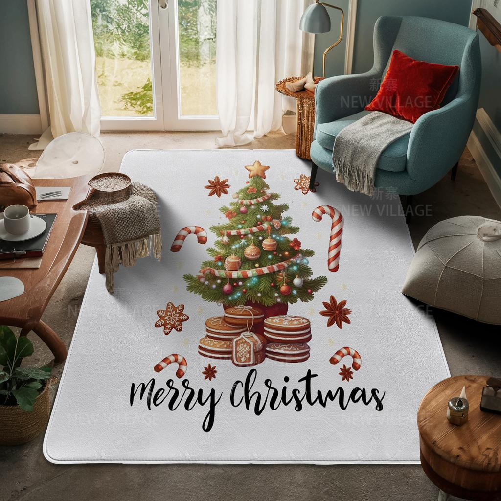 House Entrance Carpet Home Door Mat Living Room Bath Foot Bathroom Non-slip Water Absorption Rugs Bath Merry Christmas Winter