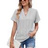 Spring Summer Jacquard V-neck Short Sleeved Loose T-shirt Top for Women's Clothing