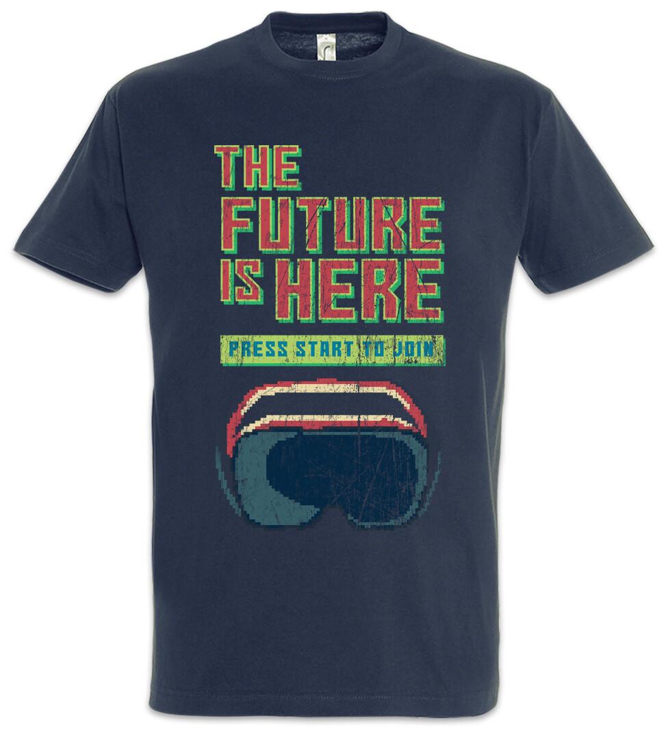 The Future Is Here T-Shirt Gamer Gaming Games Pixel Retro Arcade VR Goggles XL