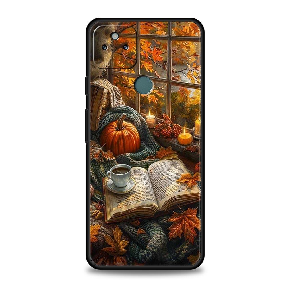 

Pumpkin Autumn Leaves Coffee Phone Case Cover for Google Pixel 10 9 8 7 6 9A 8A 7A 6A Pro Shockproof Soft TPU 10 Pro XL Shell Pixel 7 Pro