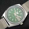 AUTOMATIC VINTAGE REFURBISHED SEIKO 5 JAPAN MENS GREEN DIAL WATCH A440667-9 Sk-a440667-1
