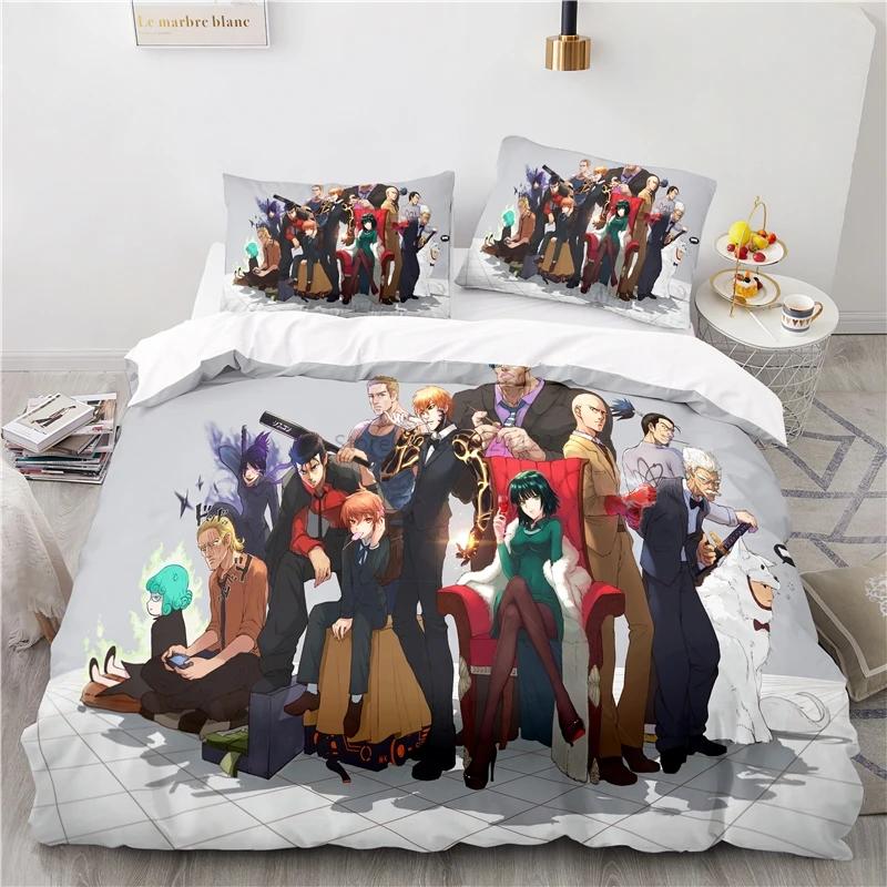 Japan Anime ONE PUNCH-MAN 3D Pattern Duvet Cover Set with Pillowcase 2/3pcs Cartoon Bedding Sets Bed Linen Queen King Bedclothes