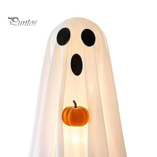 Children Party Favors Halloween Ghost Decoration, Light-Up White with Pumpkin, Indoor Holiday Home Decorations Cute Standing Tabletop for Decor