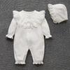 Vêtements de printemps pour nouveau-né fille, combinaison de princesse en dentelle à fleurs + chapeaux, body pour bébé fille