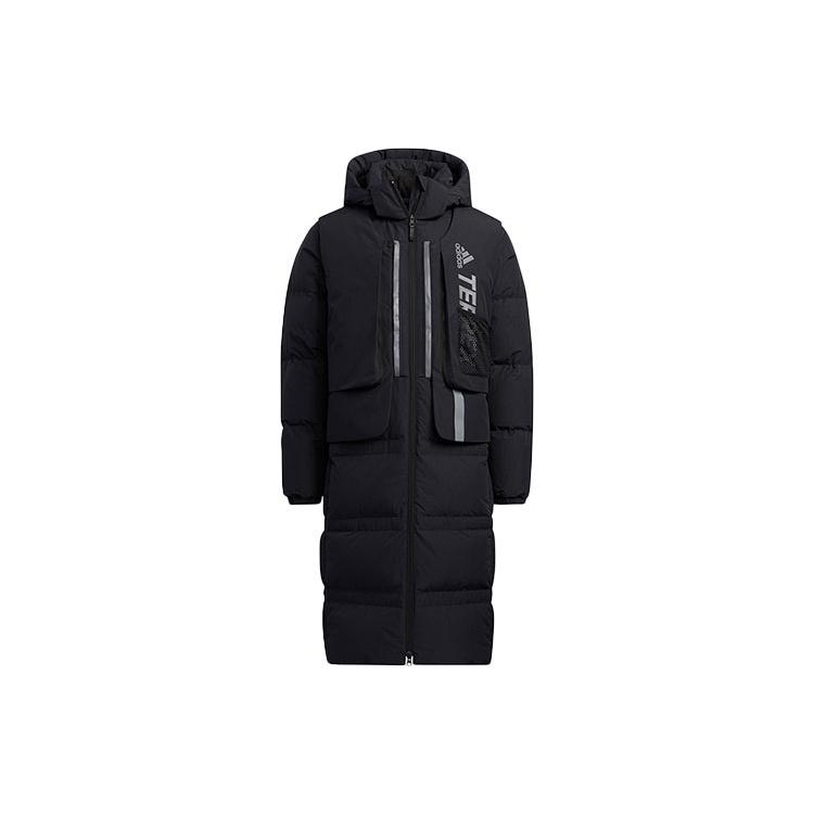 adidas Outdoor Sports Detachable Vest Long Hooded With Down Feather Jacket Black Unisex H13853 XXS
