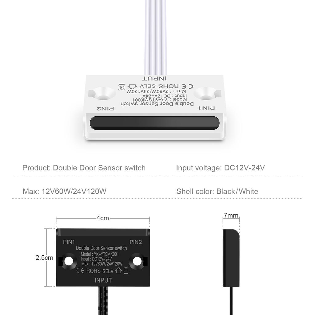 DC12-24V Door Switch IR Proximity Double Sensor Switch Door Open/Close ON LED Light Switch For Closet Cabinet Wardrobe Control