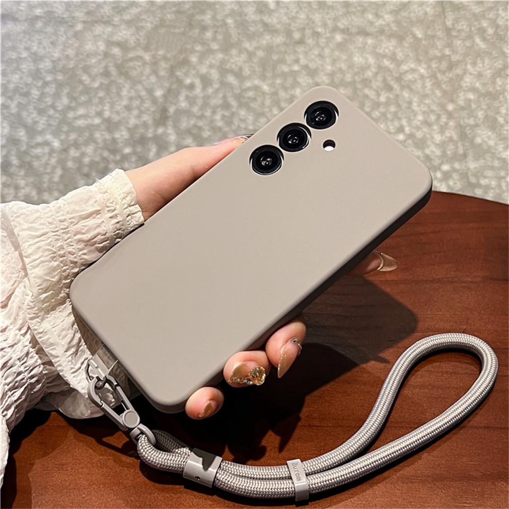 For Samsung Galaxy S25+ Case Precise Cutouts Liquid Silicone+PC Phone Cover with Wrist Strap