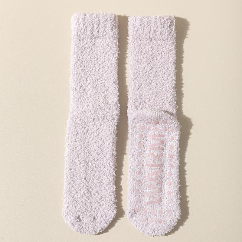 Coral Fleece Socks for Women, Warm and Non-freezing Feet In Autumn and Winter, Thick Anti-slip Socks with Fleece Silicone Soles