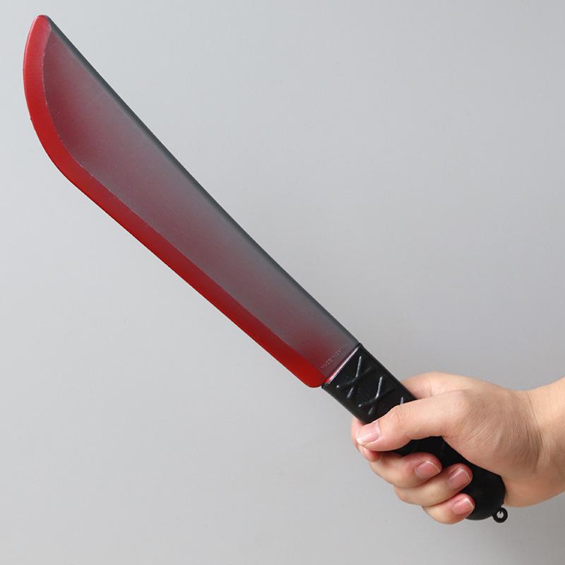 Halloween Curved Blood Tip Knife Prop: Plastic Prank and Decoration Tool for Ghost Festival, Sickle Shape.