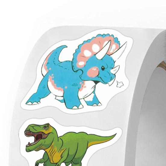500Pcs Animal Stickers Roll Cute Watercolor Dinosaur Designs Easy To Peel Self-adhesive Decorative Decals for Children