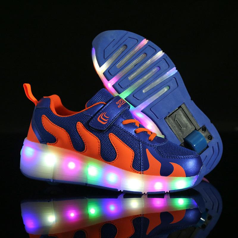 New Code Children's Single-wheel Runaway Shoes Vibrating Luminous Sole Double-wheel Colorful Light Wheel Shoes
