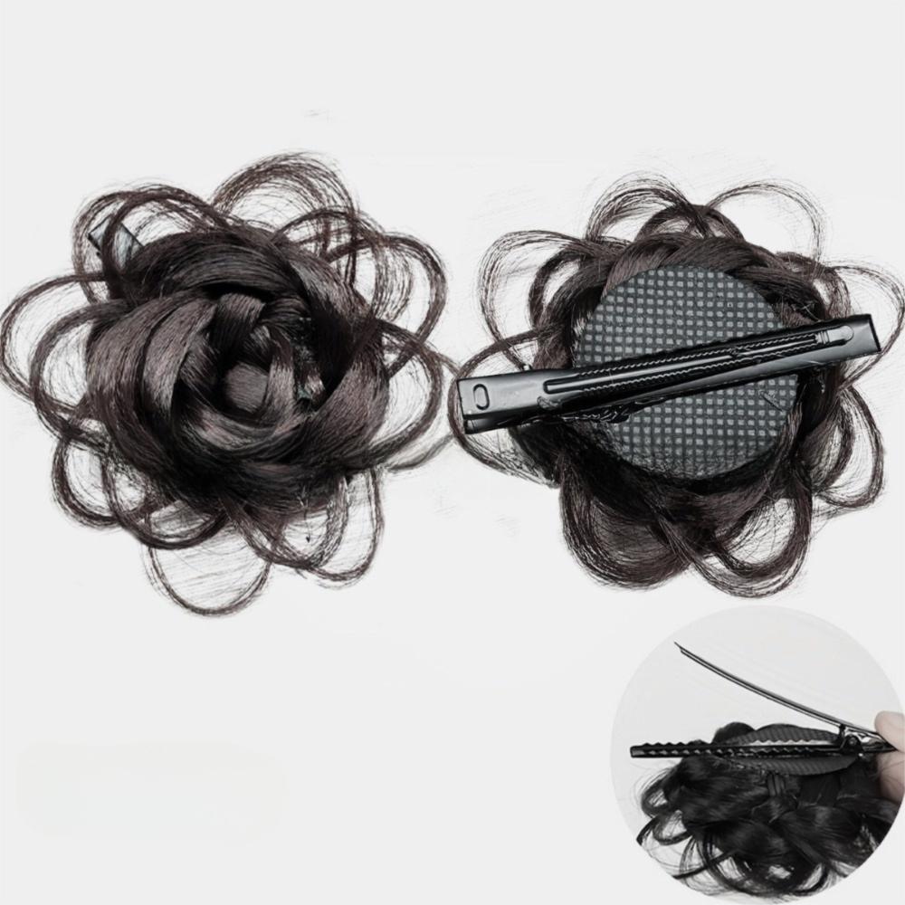 Invisible Claw Rose Hair Bun Fluffy Hairpiece Side Hair Clip Flower Hair Clip Hair Accessories