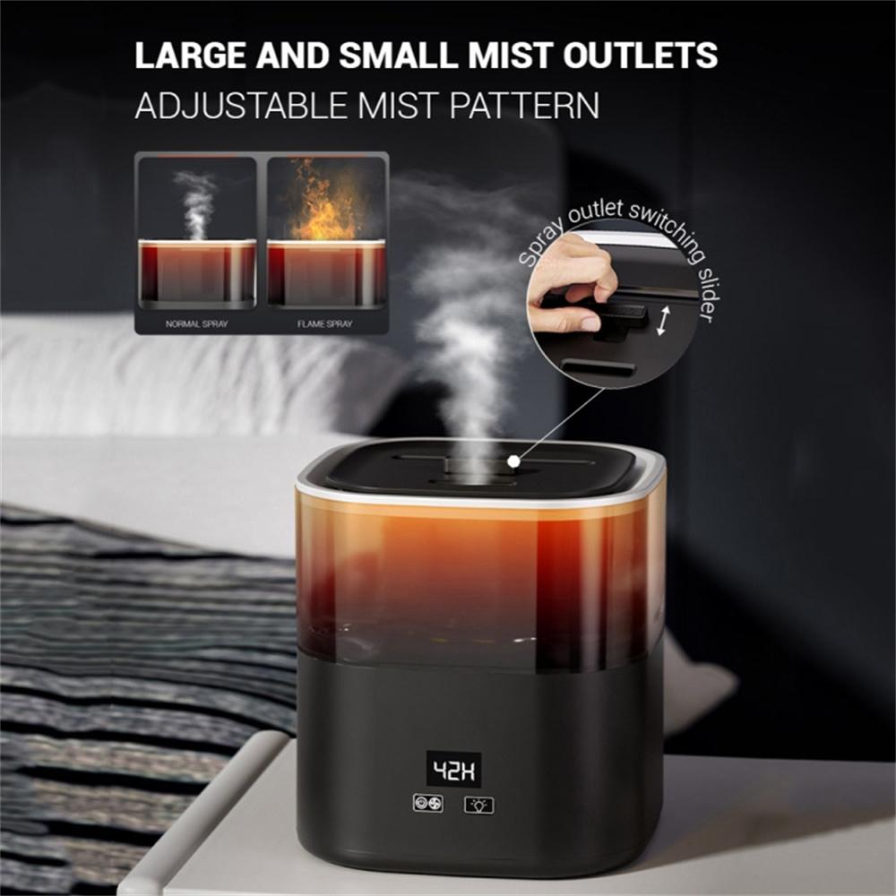 Digital Display Simulation Flame Humidifier Large Capacity Home Mist Diffuser, EU Plug