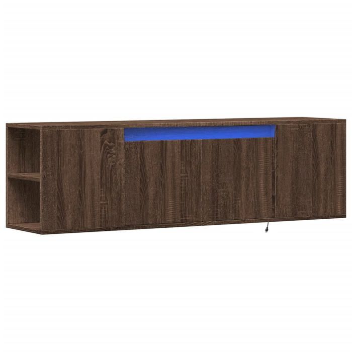 VidaXL Wall-mounted TV Cabinet with LED Lights Brown Oak 135x31x39.5 Cm, Wall-mounted TV Unit, Floating TV Unit, Support 852389