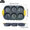 6-cavity Silicone Hamburger Bun Pan, Nonstick Loaf Pan & Heat Resistant Burger Bun Pans For Baking, Bread Pans For Baking