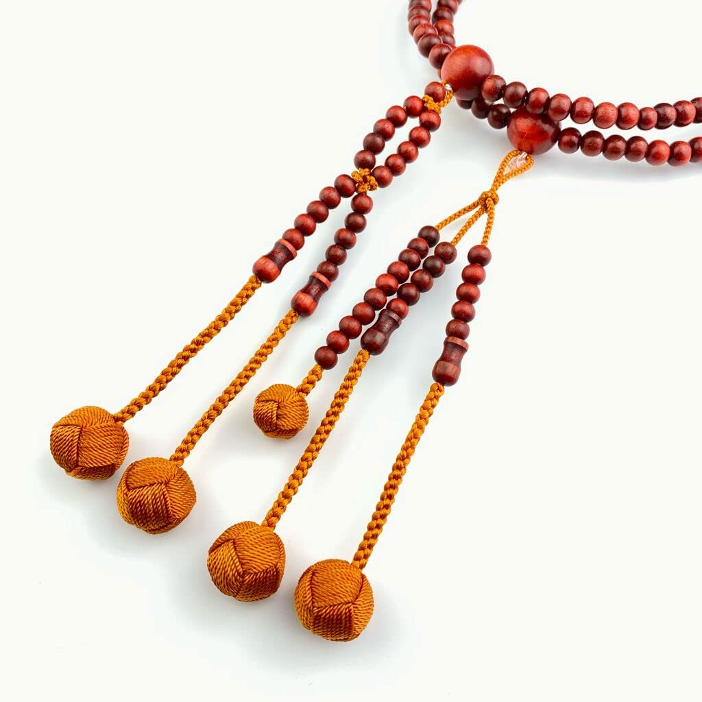 Myorenka Buddhist Prayer Beads for Nichiren 108 Red Sandalwood Medium Includes Prayer Bead Brahma Formal Buddhist Prayer Lotus Natural Set Brahma