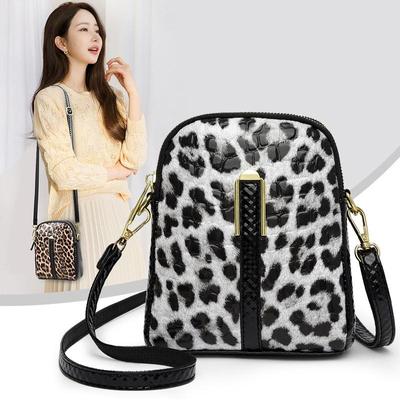 Leopard Texture Phone Bag New Trend Dual Pockets Simple and Versatile Shoulder Bag New Casual Crossbody Handbag KTY