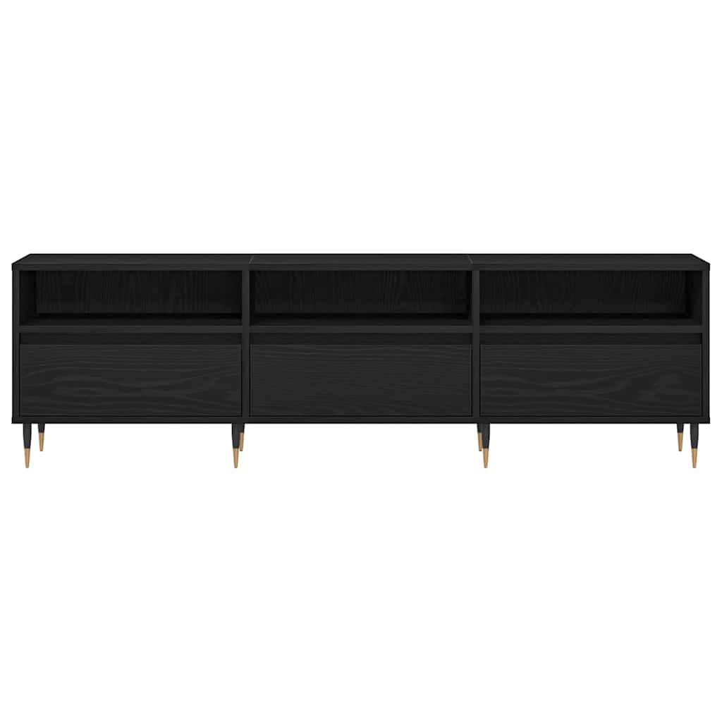 TV Cabinet in Black Oak Look 150 x 30 x 44.5 cm
