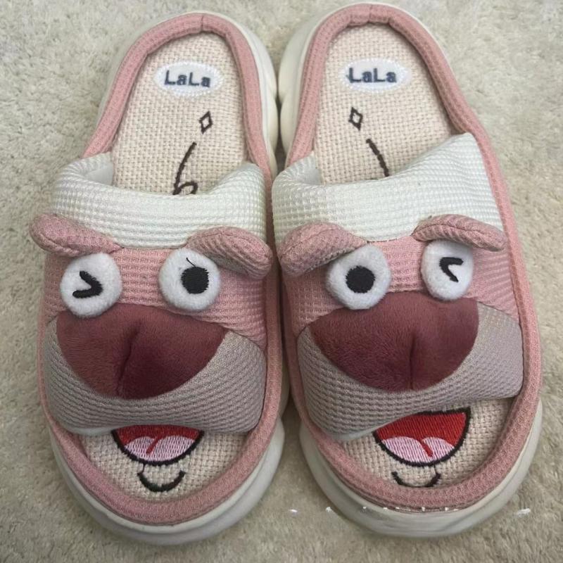 

Новые милые домашние тапочки с рисунком щенка LOVE Cartoon Cute, всесезонные, из хлопка и льна, на толстой подошве 40-41 розовый
