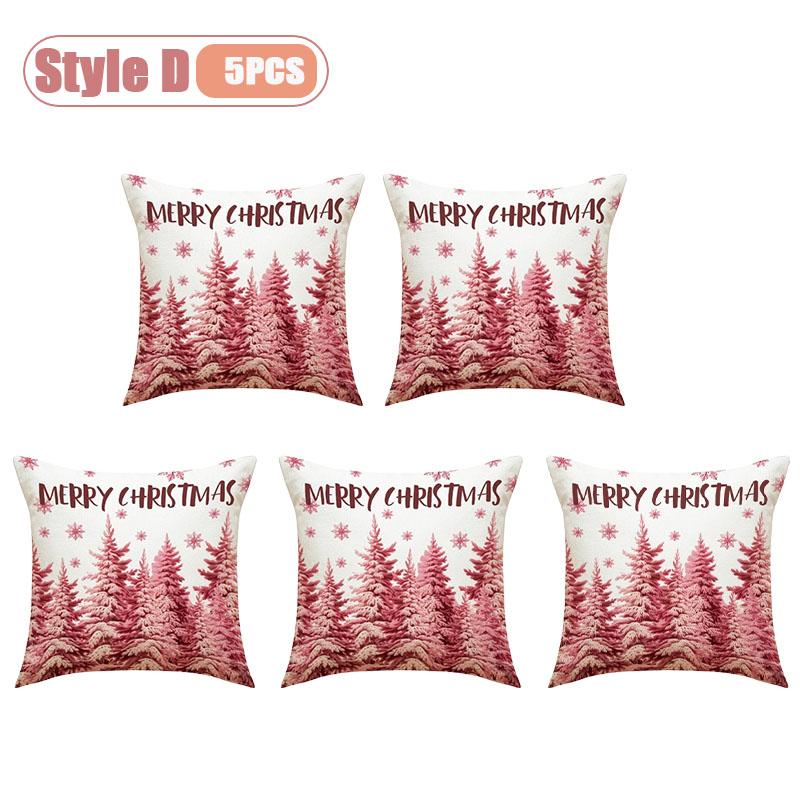 1-5PCS Festive Christmas Pillow Cover Decorative Cushion Case Holiday Sofa Accent Cover for Living Room Winter Party Home Decor