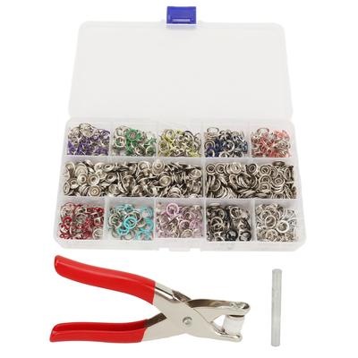 200 Conjuntos Kit Botão de Pressão com Anel de Garra com Alicate de Pressão Haste de Ferro Evita Ferrugem Fechos de Pressão de Ferro