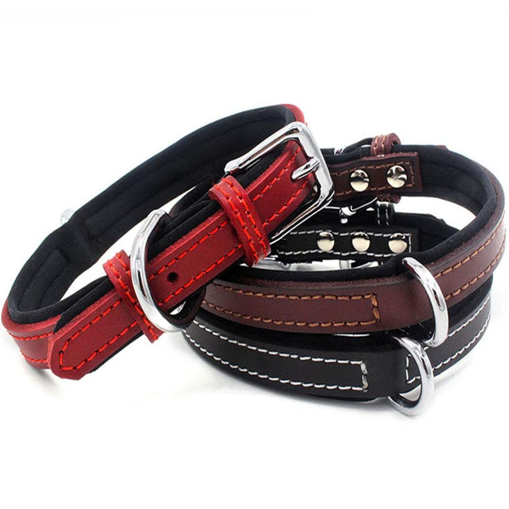 Double-layered Ultra Soft Neoprene Padded Dog Collar Heavy Duty Dog Leather Collar with Durable Metal Buckle Pet Training Collar