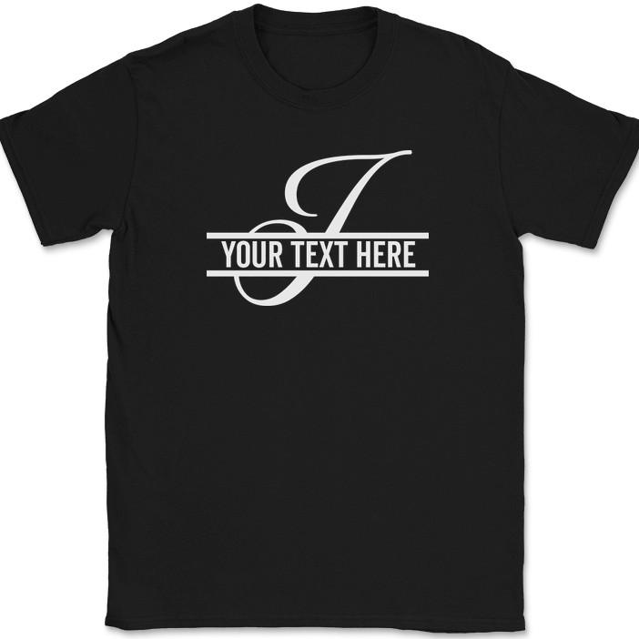 Letter J Monogram Your Text Here Custom T-Shirt Personalize Family Tee