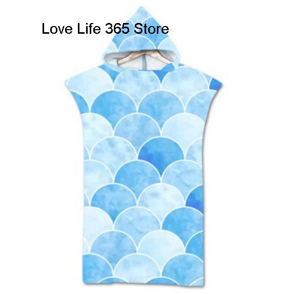 Rainbow Scale Microfiber Beach Towel Quick Dry Hooded Cloak Wetsuit Towels Adult Kids Parent-Child Poncho Bathrobe for Swim Surf